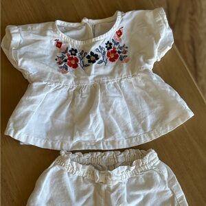 White Baby Top with Colorful Floral Embroidery